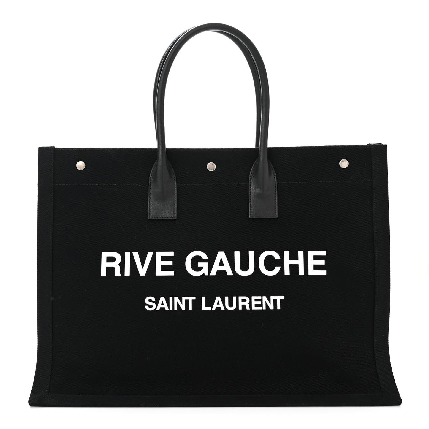 Linen Calfskin Rive Gauche Tote Black