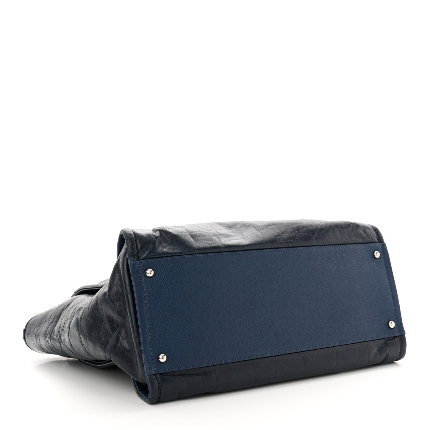 Glazed Calfskin Large Deauville Tote Blue