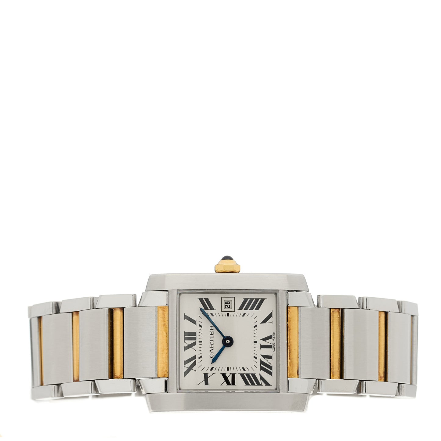 Stainless Steel 18K Yellow Gold 25mm Tank Francaise Quartz Watch