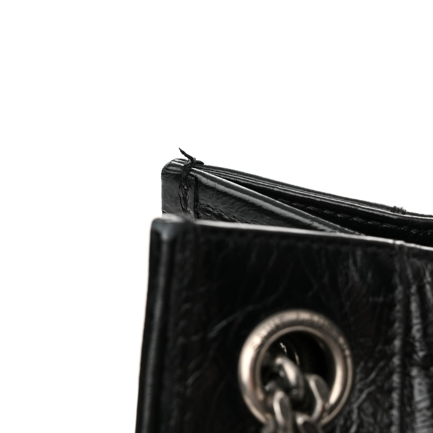 Crinkled Calfskin Matelasse Monogram Medium Niki Shopper Tote Black