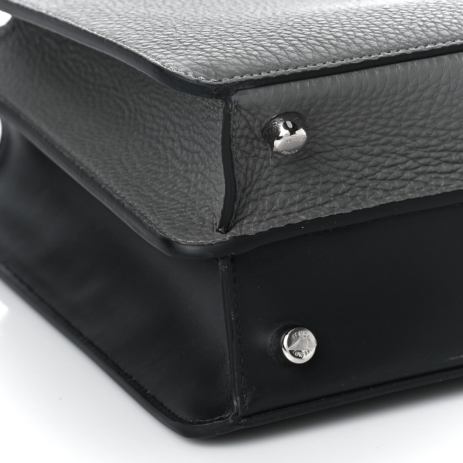 Fendi Cuoio Romano Vitello Cover Monochrome Medium Peekaboo I SEE U Satchel Argilla Black 7 of 8