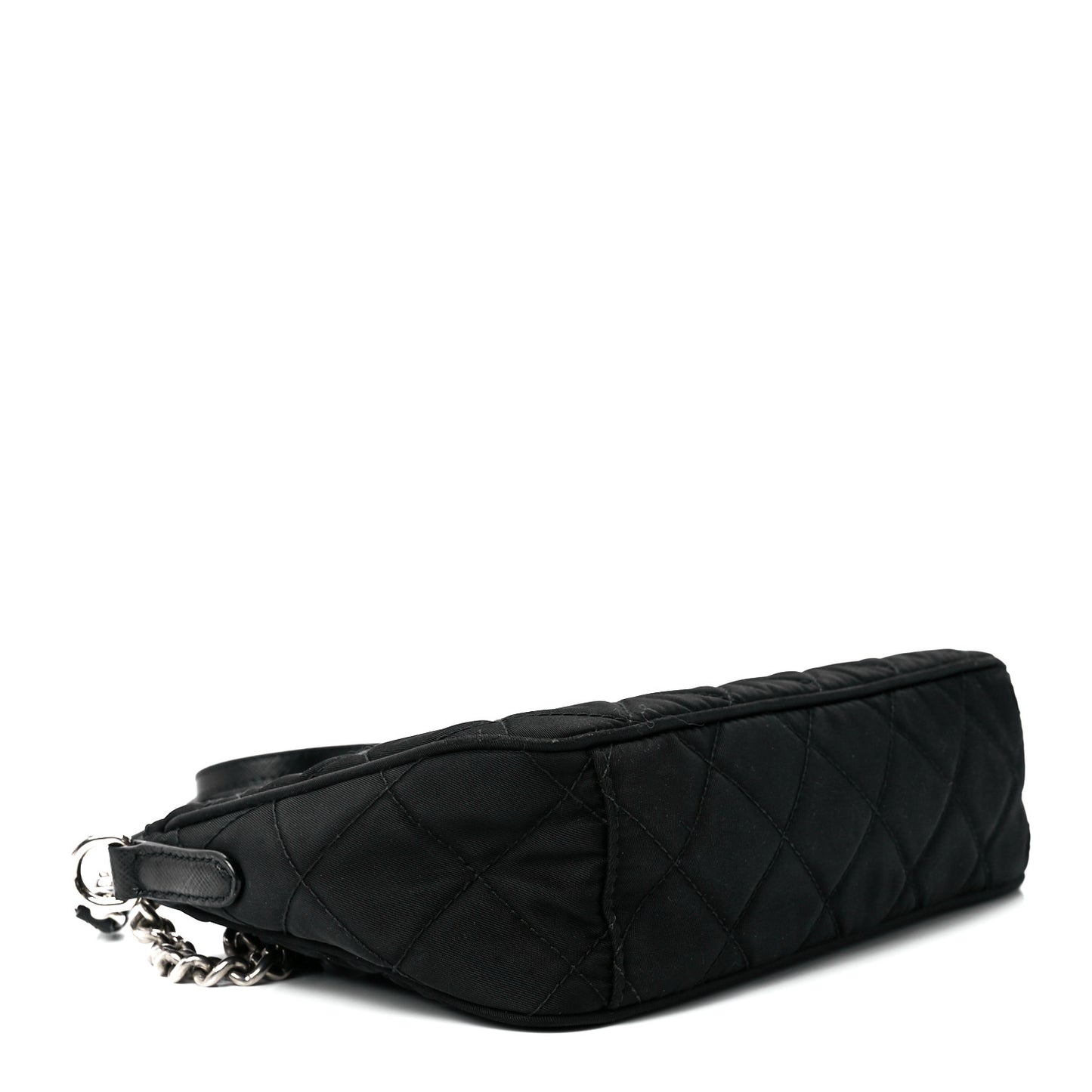 Nylon Tessuto Impuntu Quilted Crossbody Bag Black