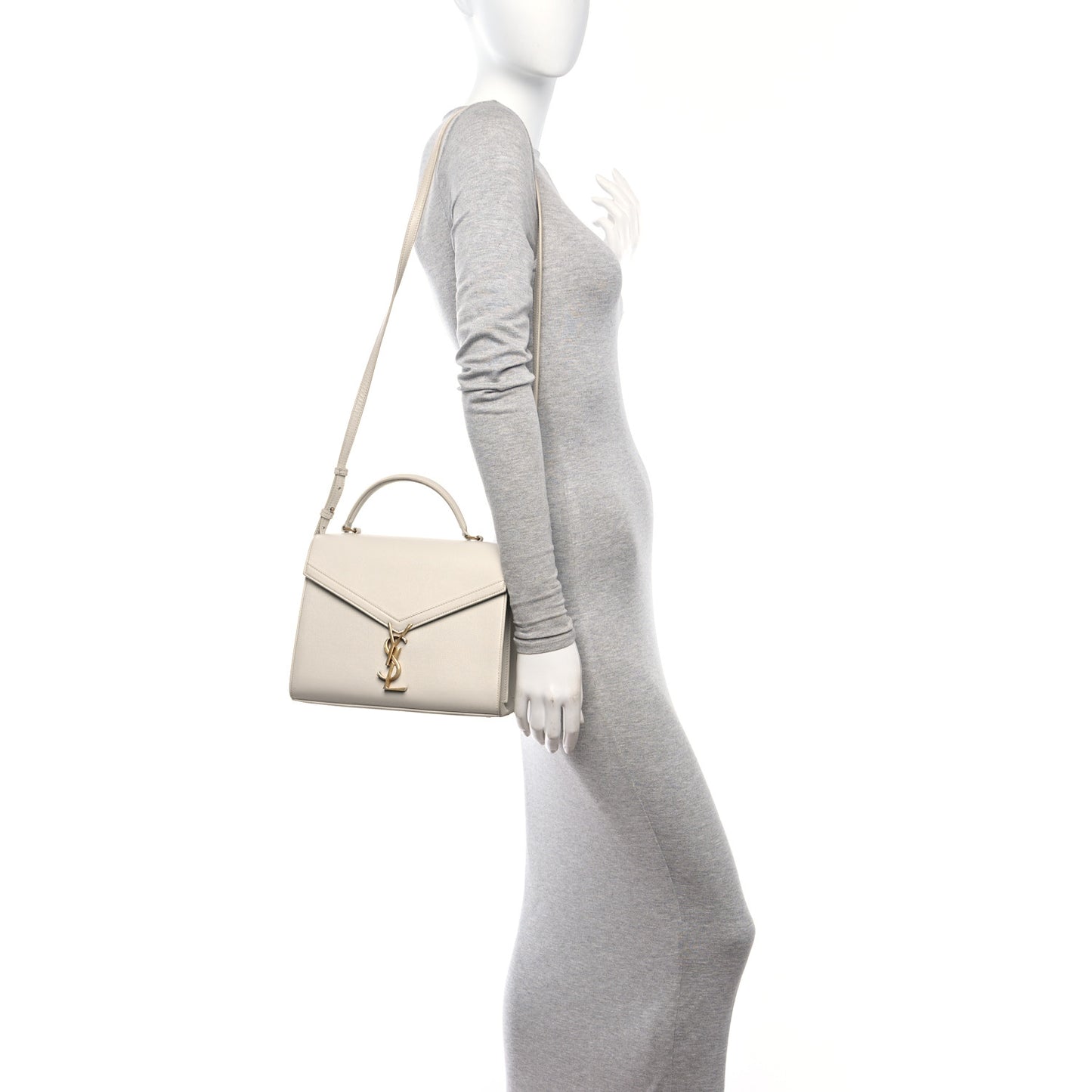 Grain de Poudre Medium Classic Monogram Cassandra Top Handle Crema Soft Rouge Legion