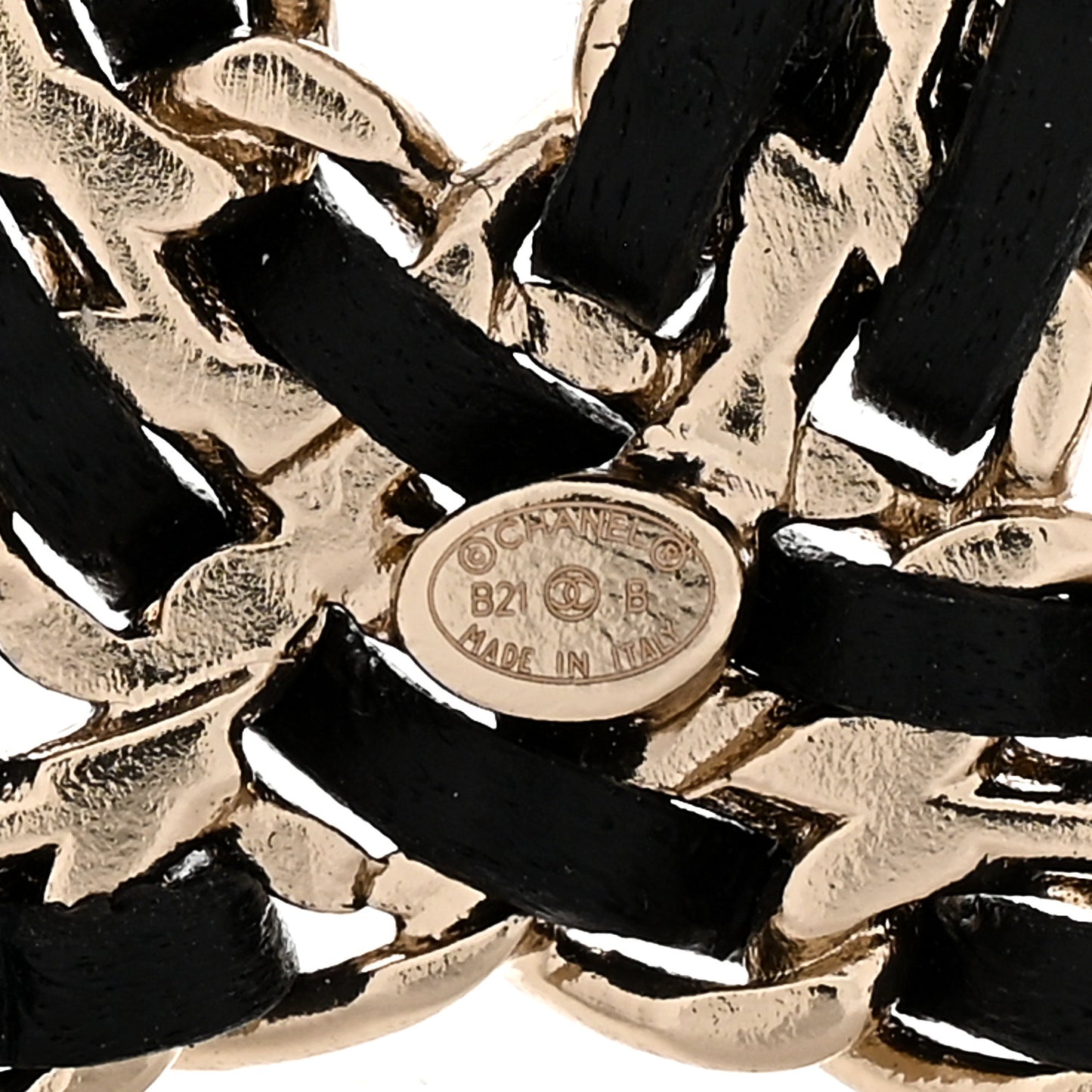 Lambskin Crystal CC Chain Brooch Black Gold