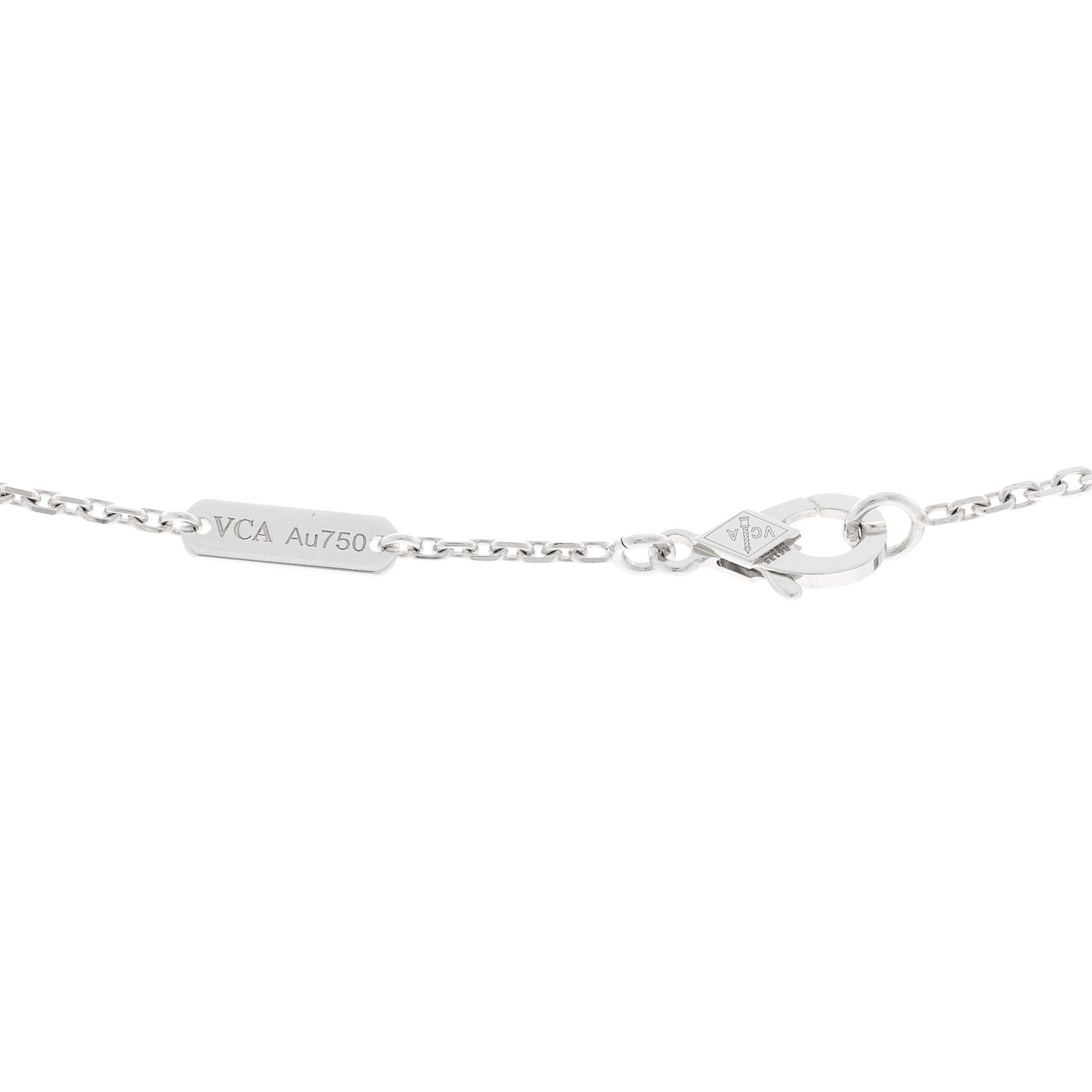 18K White Gold Mother Of Pearl Vintage Alhambra Pendant Necklace