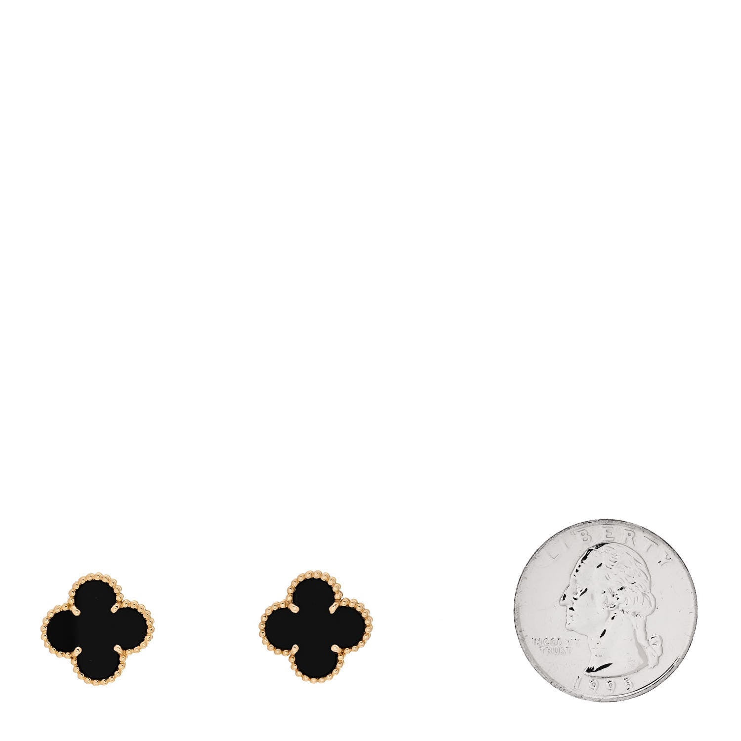 Van Cleef & Arpels 18k Yellow Gold Black Onyx Vintage Alhambra Earrings 2 of 5