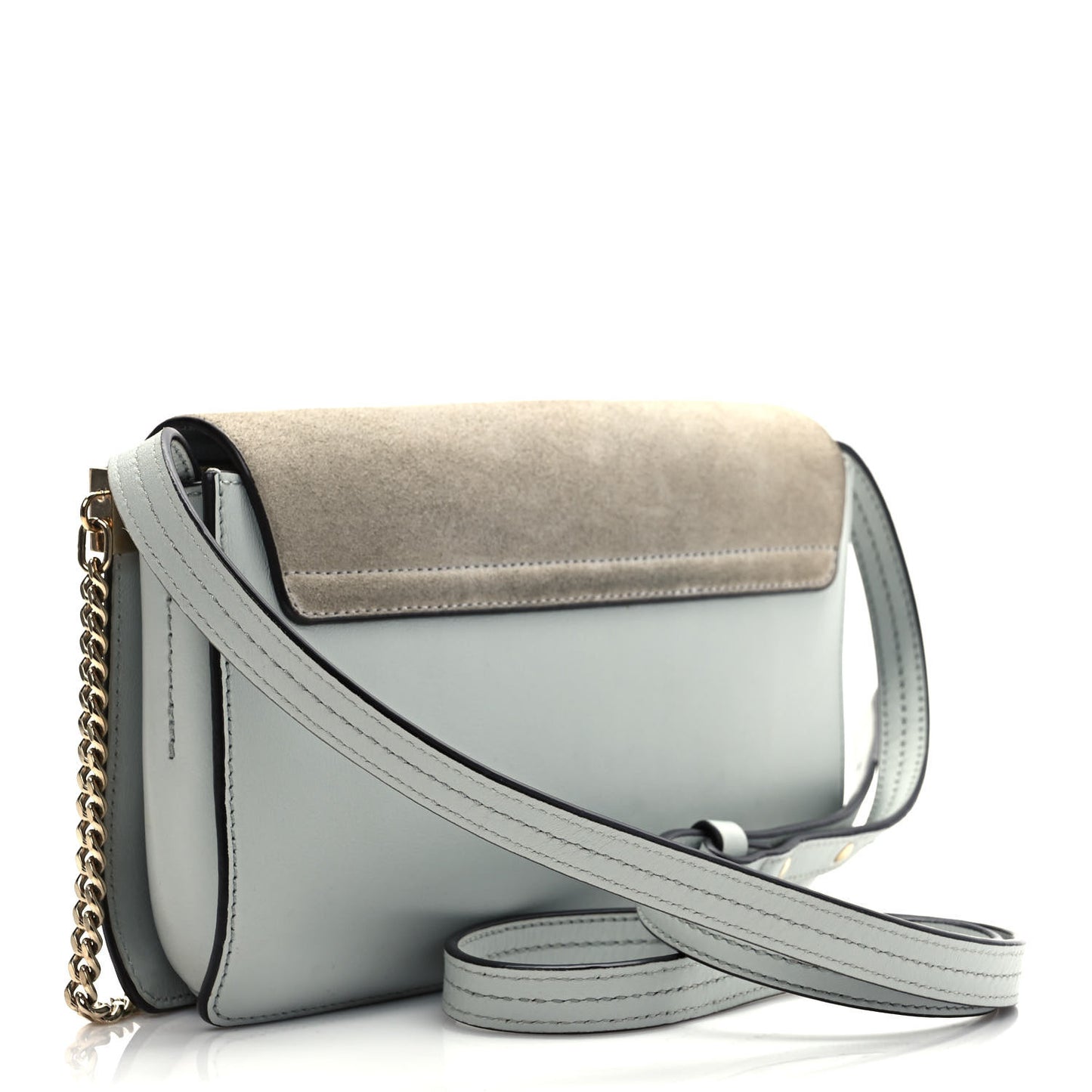 Suede Calfskin Small Faye Shoulder Bag Airy Grey
