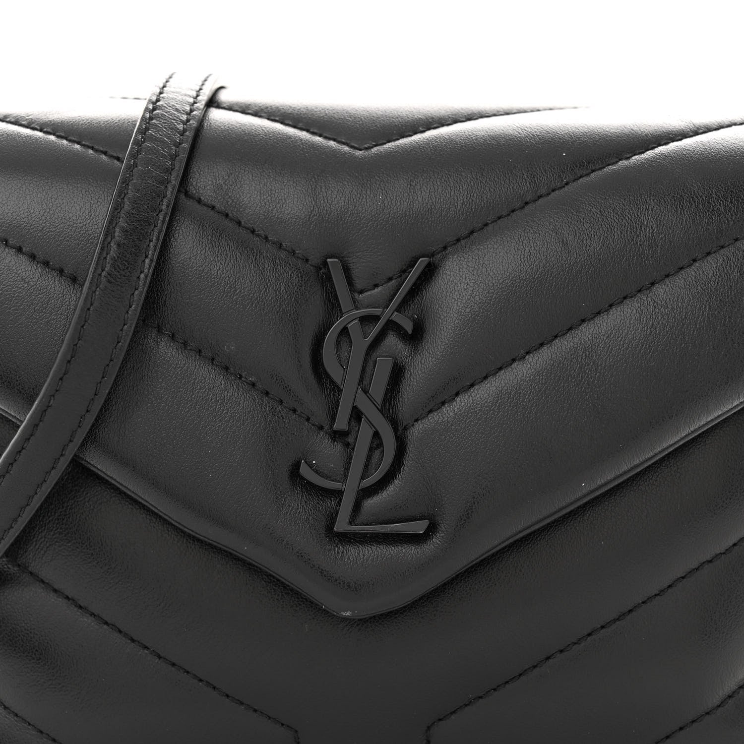 Saint Laurent Calfskin Y Quilted Monogram Monochrome Toy Loulou Crossbody Bag Black 8 of 10