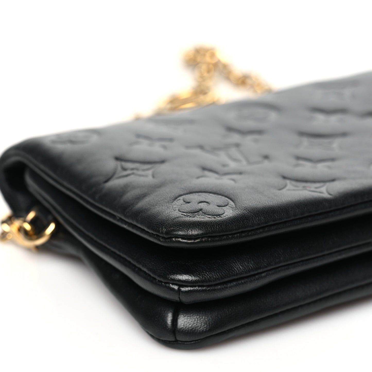 Lambskin Embossed Monogram Pochette Coussin Black
