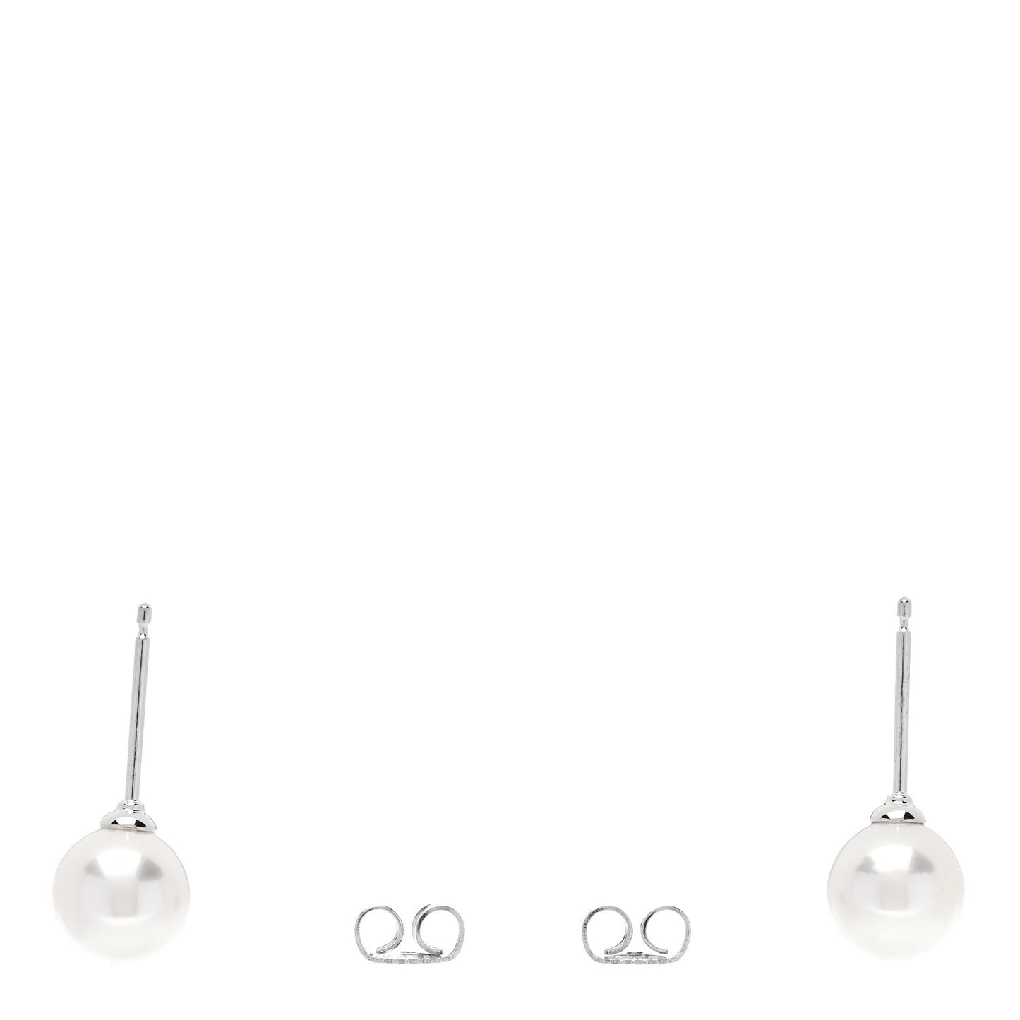 18K White Gold Blue Sapphire Akoya Cultured Pearl 8-8.5mm Stud Earrings