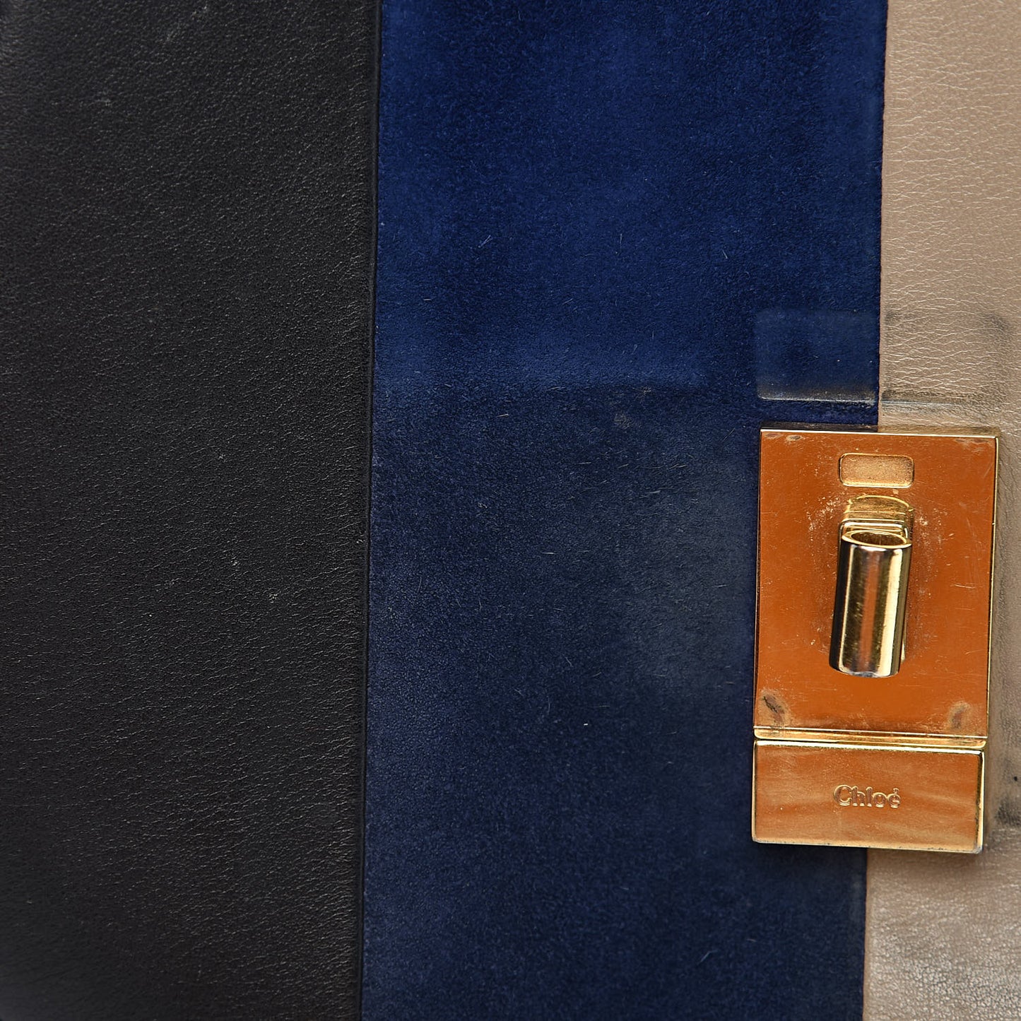 Suede Calfskin Patchwork Drew Shoulder Bag Black