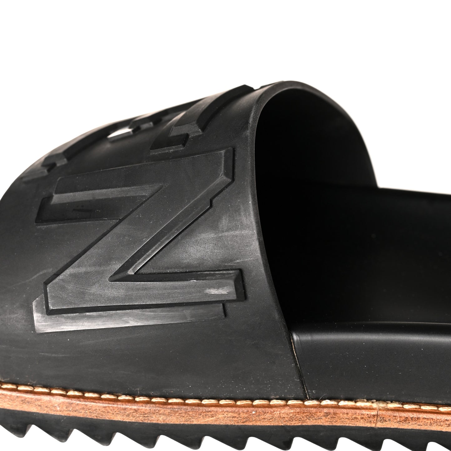 Rubber Vocabulary Logo Slide Sandals 7 Black