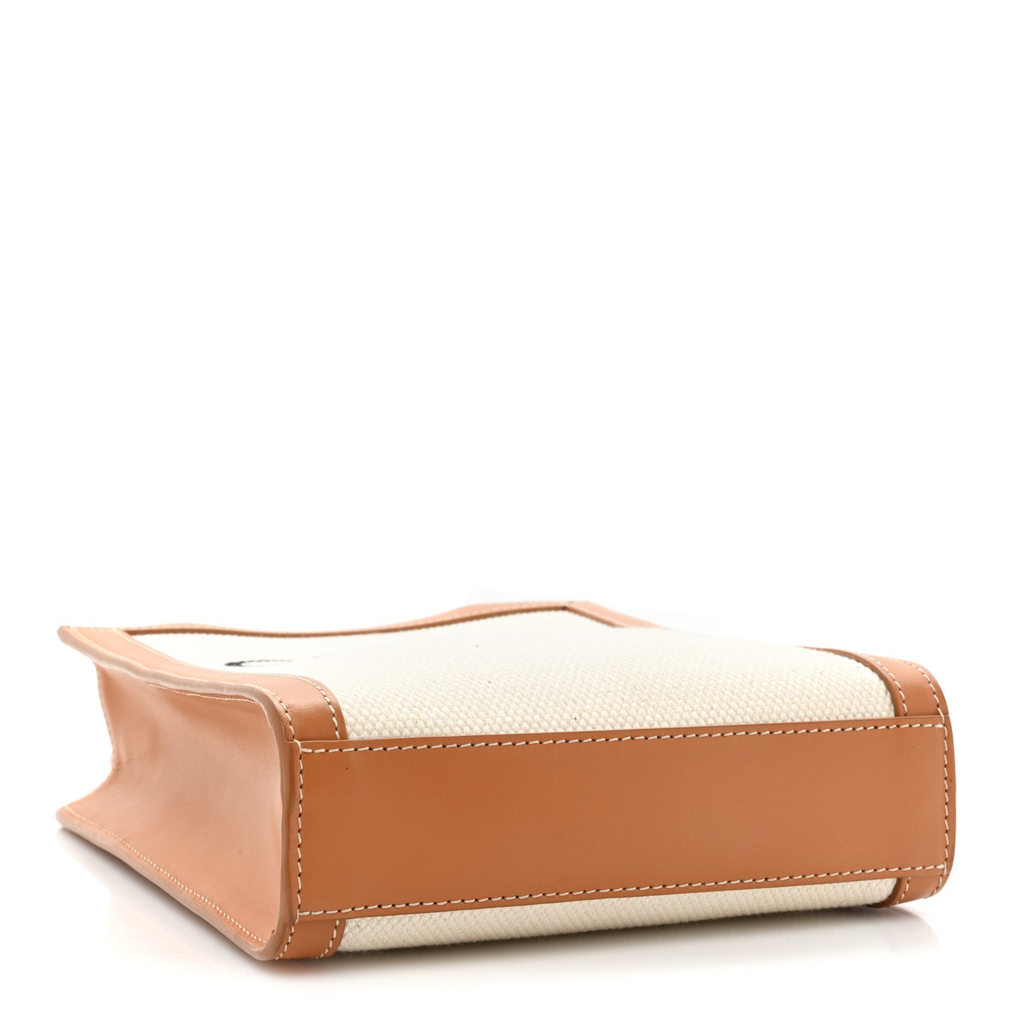 Canvas Calfskin Mini Vertical Cabas Natural Tan