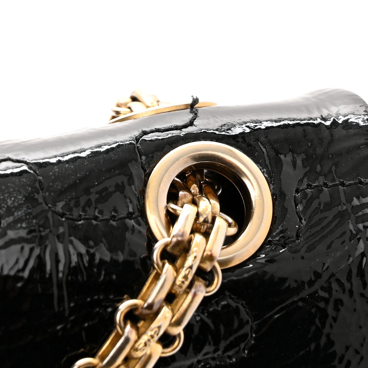 Crackled Patent Calfskin Puzzle 2.55 Reissue 226 Flap Black
