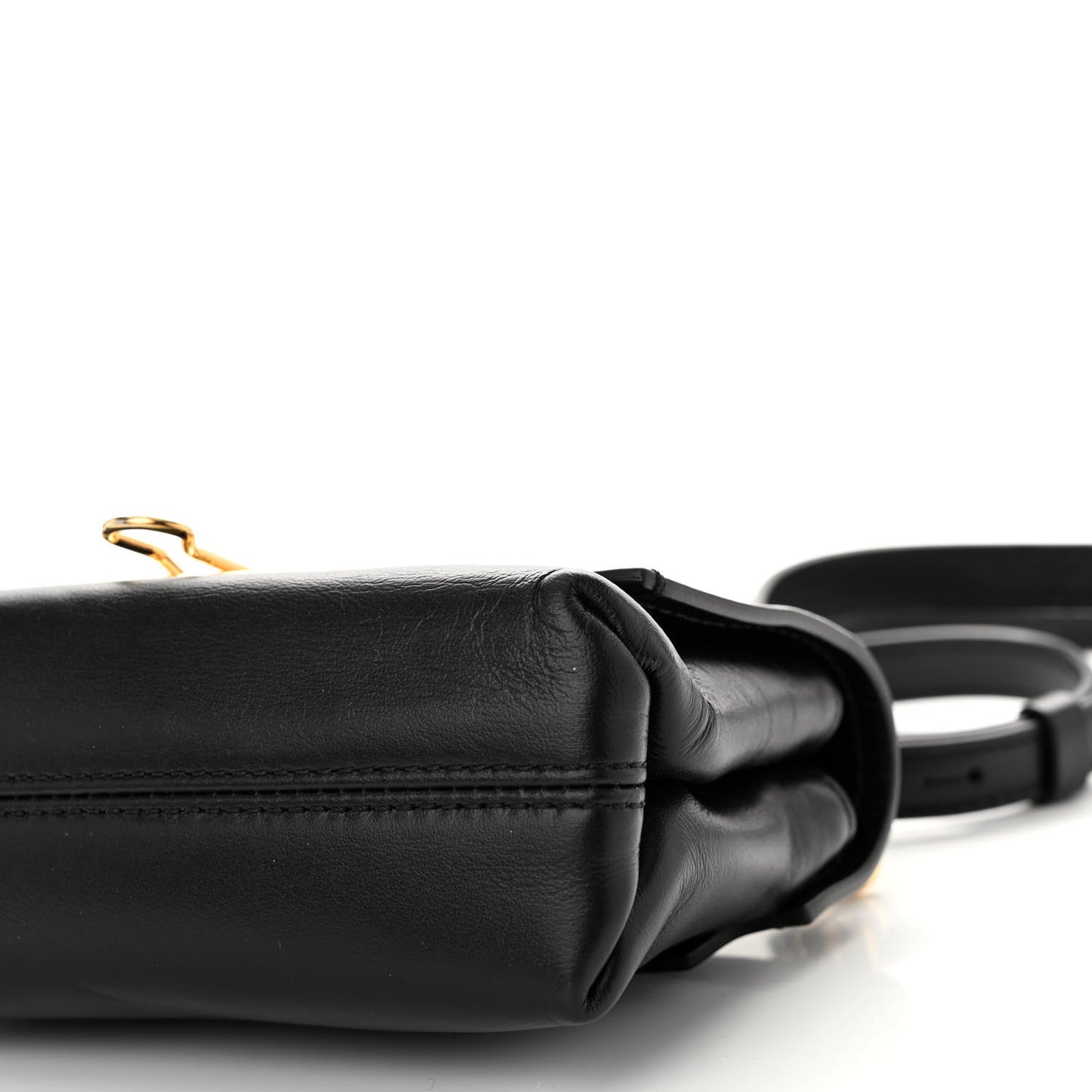 Calfskin Small Binder Clip Crossbody Black