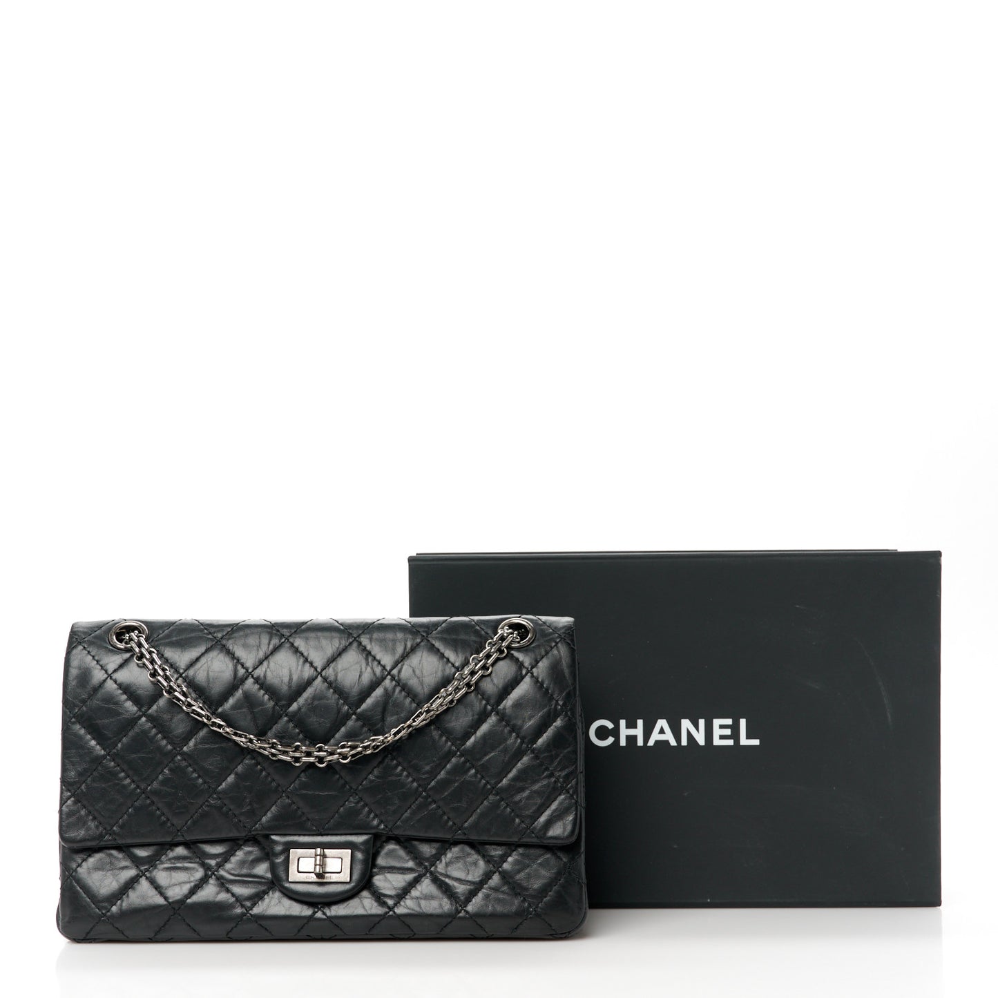 Aged Calfskin Quilted 2.55 Reissue 226 Flap Black