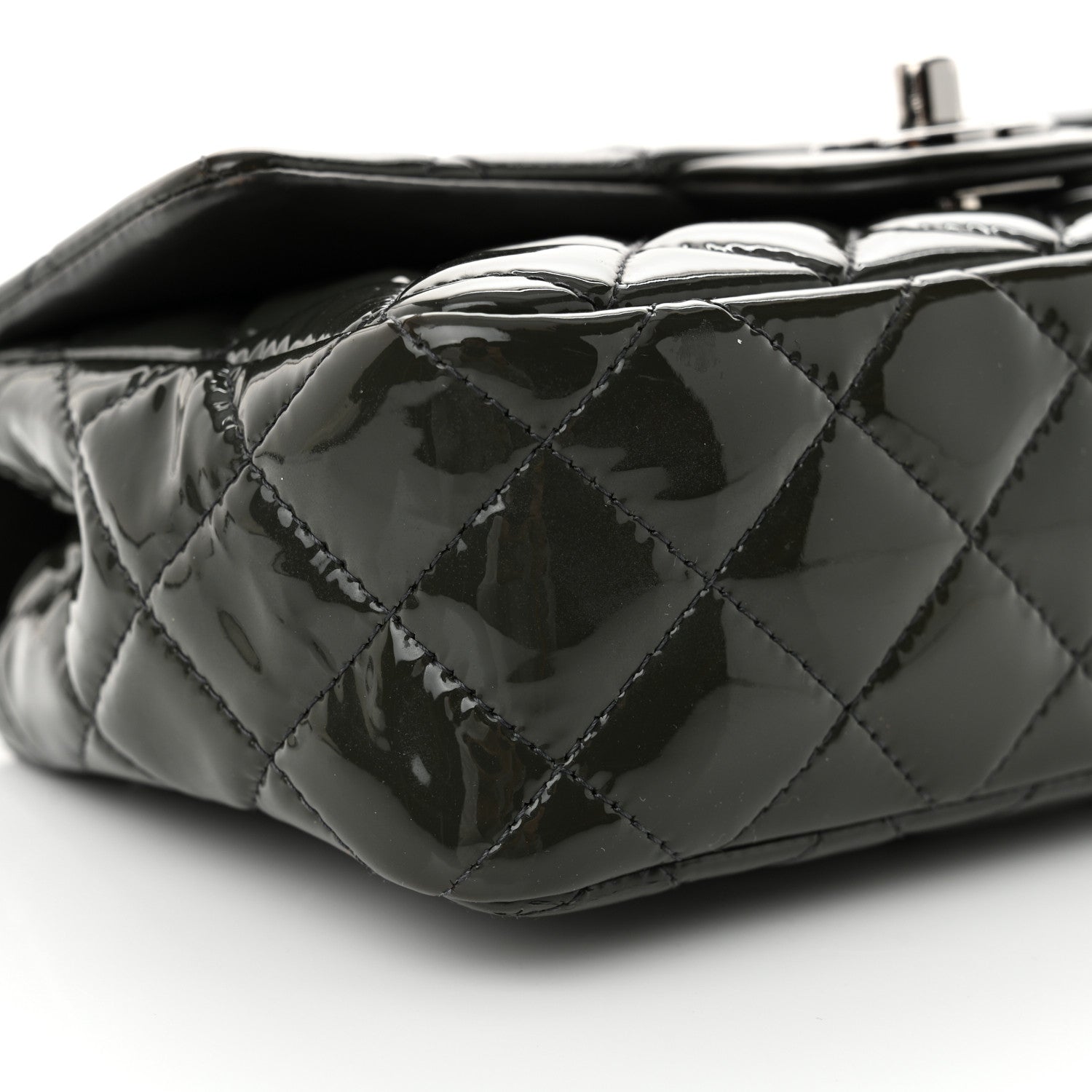 Chanel Patent Calfskin Quilted Mini Rectangular Flap Grey 9 of 10