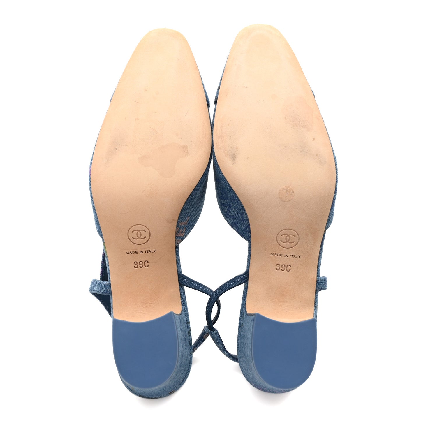 Denim Cap Toe Denim Mood Slingback Pumps 39 Blue Multicolor