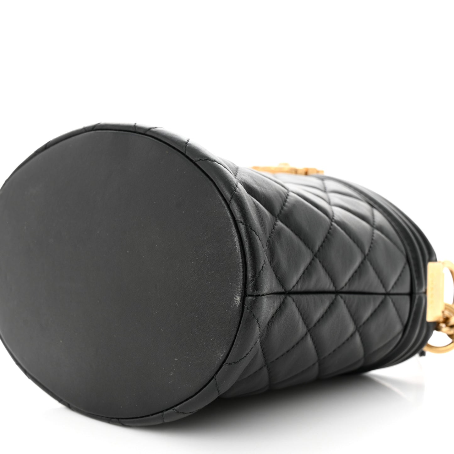 Calfskin Quilted Boy Bucket Bag Black