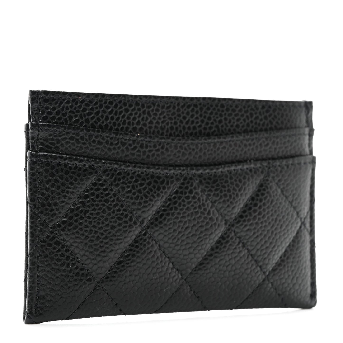 Caviar Quilted Card Holder Black