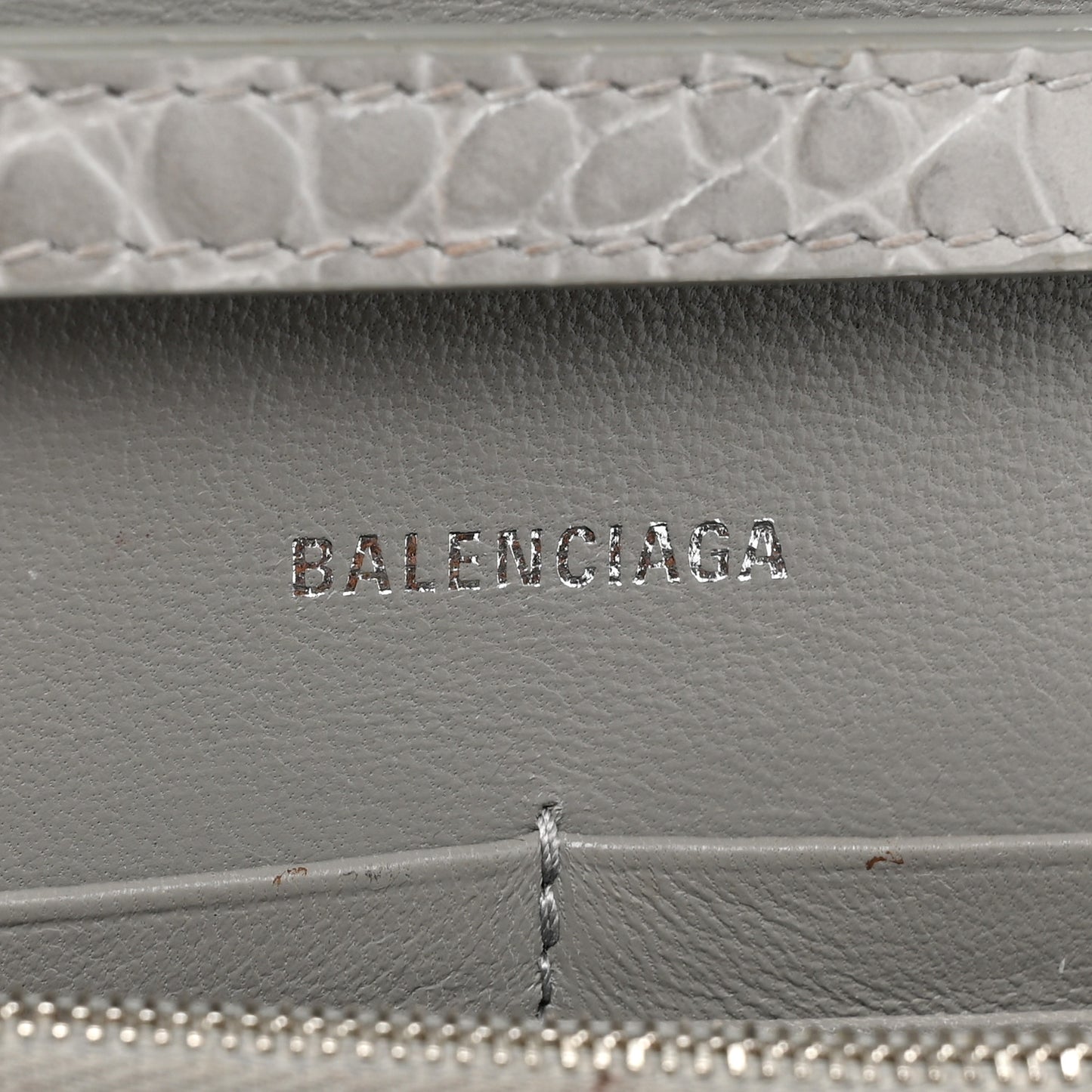 Shiny Calfskin Crocodile Embossed Hourglass Chain Bag Steel Grey