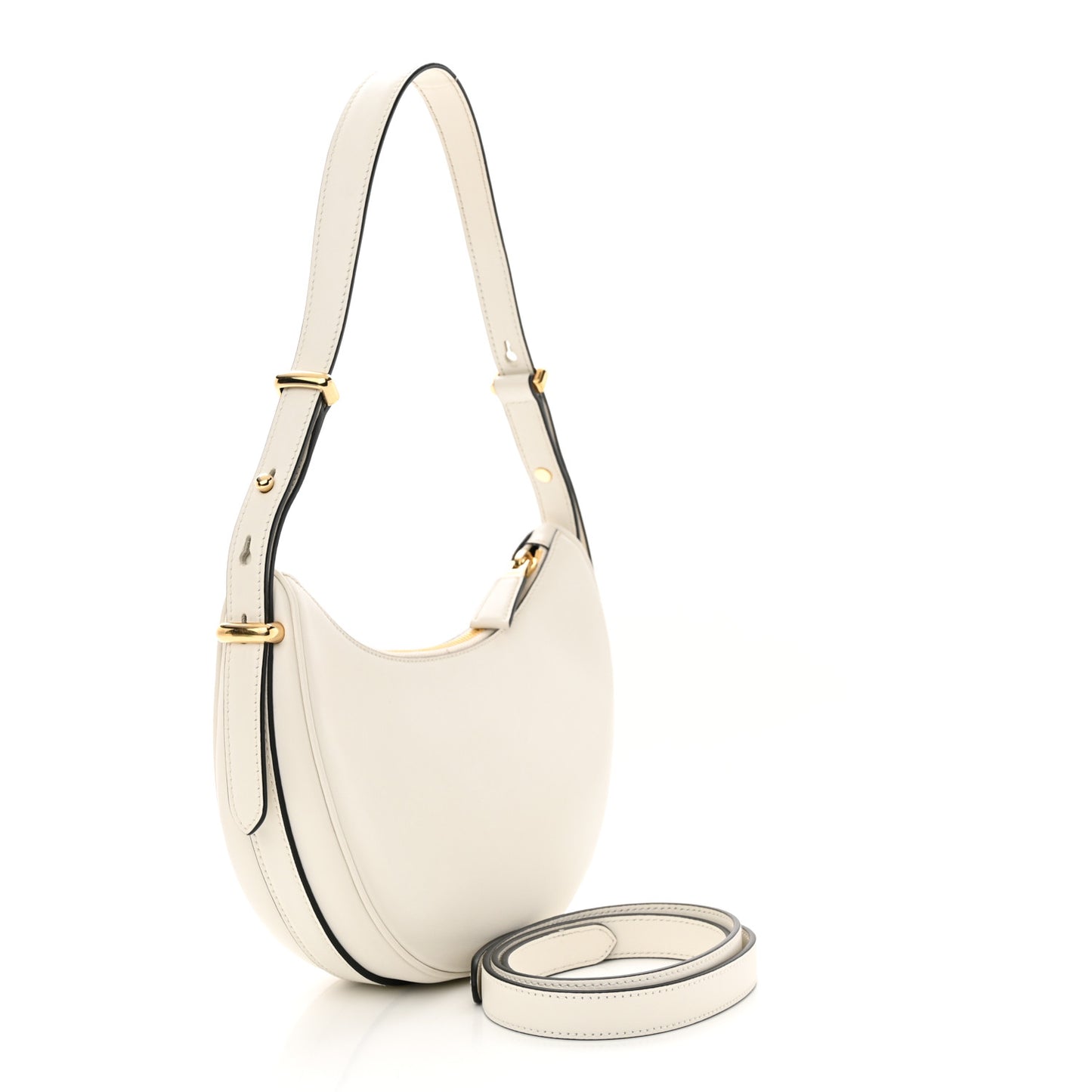 Soft Calfskin Arque Shoulder Bag White