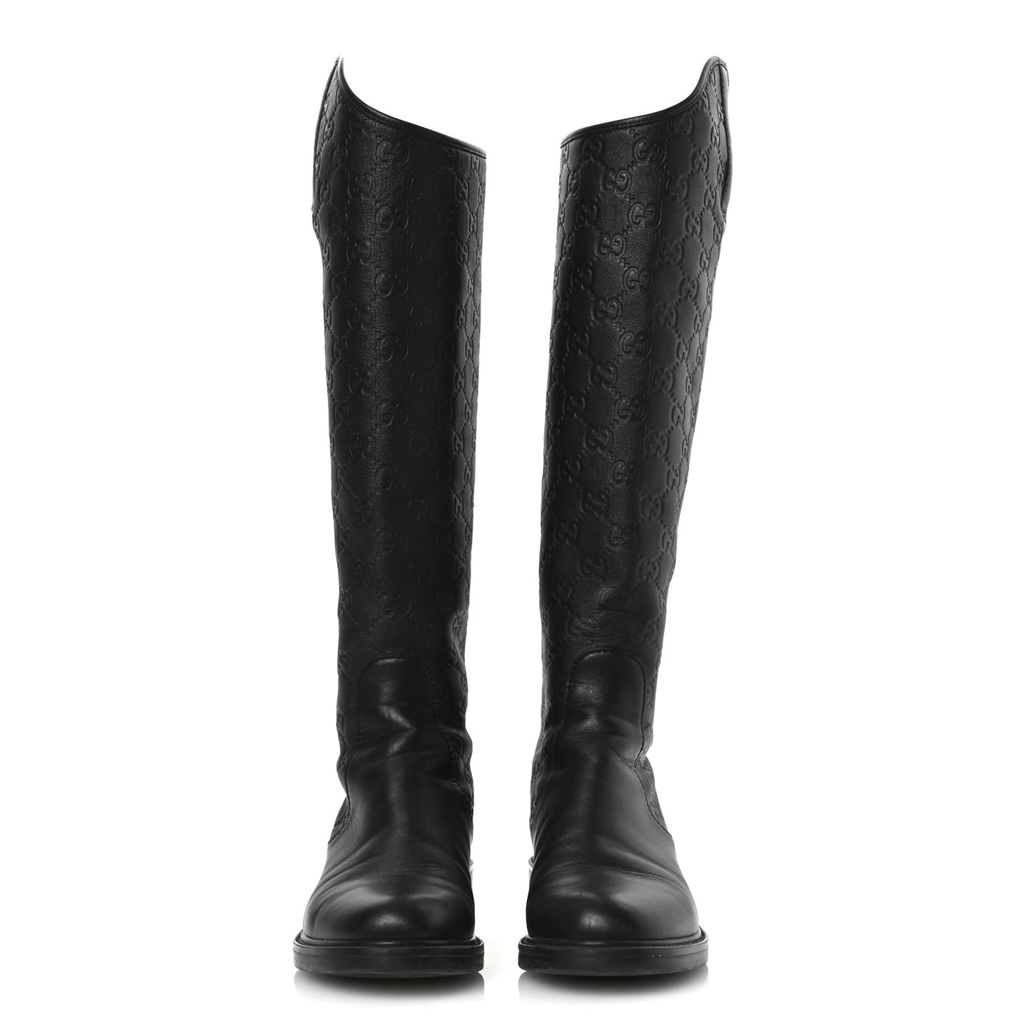 Guccissima Calfskin Miro Soft Knee High Riding Boots 35.5 Black