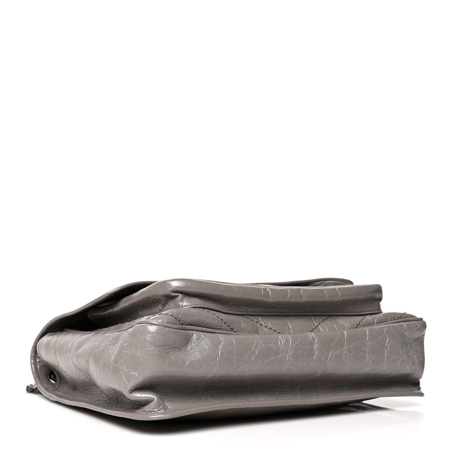 Crinkled Calfskin Matelasse Monogram Large Niki Chain Satchel Fog