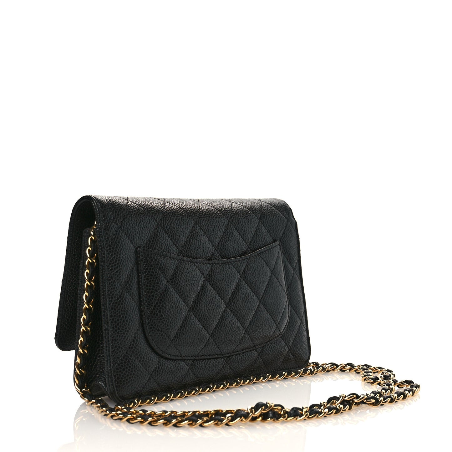 Caviar Quilted Wallet on Chain WOC Black