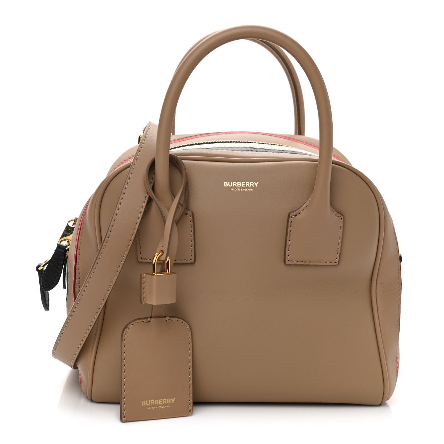 Burberry Smooth Calfskin Small Cube Bowling Bag Driftwood Bright Military Red 1 of 10