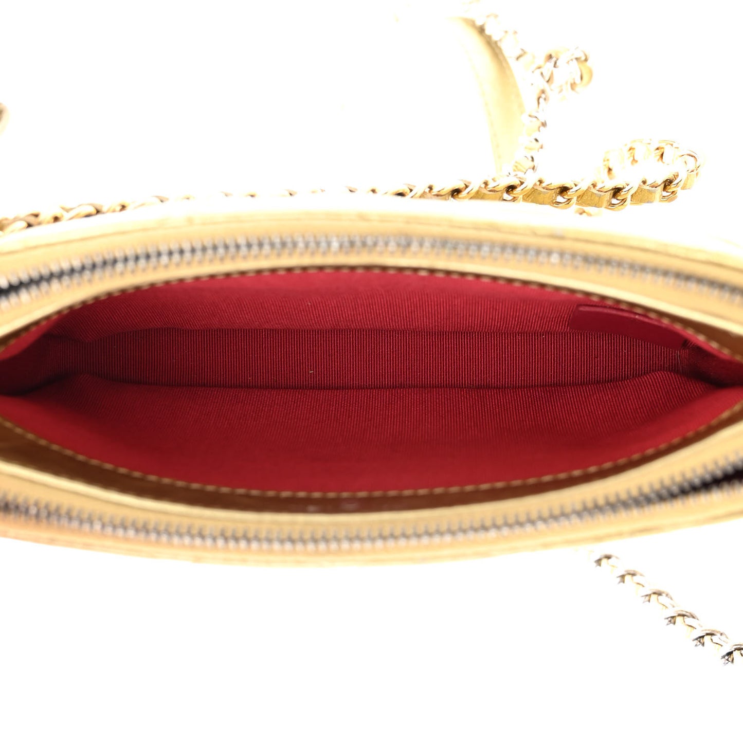Metallic Aged Calfskin Quilted Small Gabrielle Clutch With Chain Gold