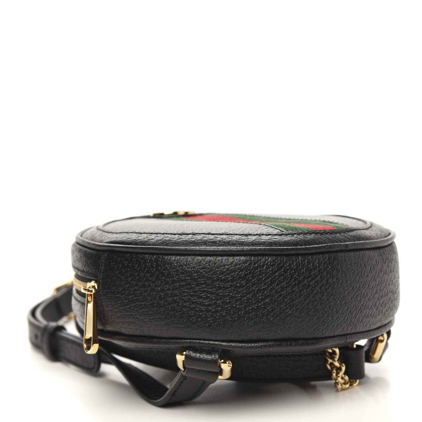 Grained Calfskin Web Mini Ophidia Round Backpack Black