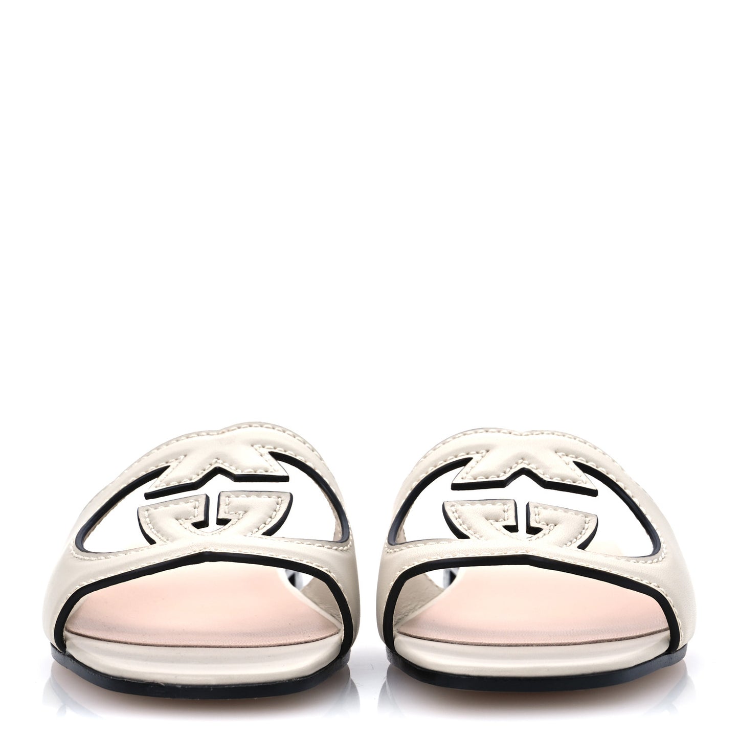 Cosmos Softy Calfskin Interlocking G Cut Out Slide Sandals 37 Mystic White