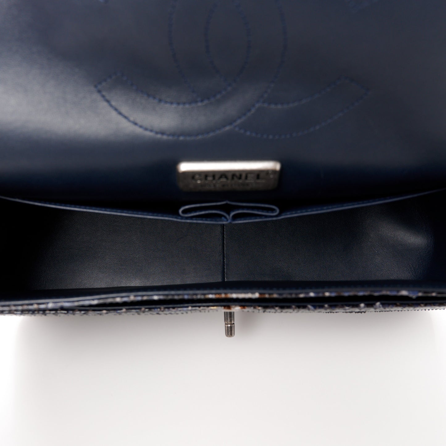 Metallic Snakeskin Jumbo Double Flap Blue
