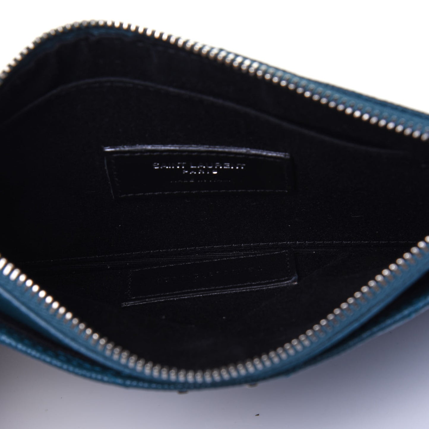 Grain De Poudre Matelasse Chevron Monogram Bill Pouch Peacock Green