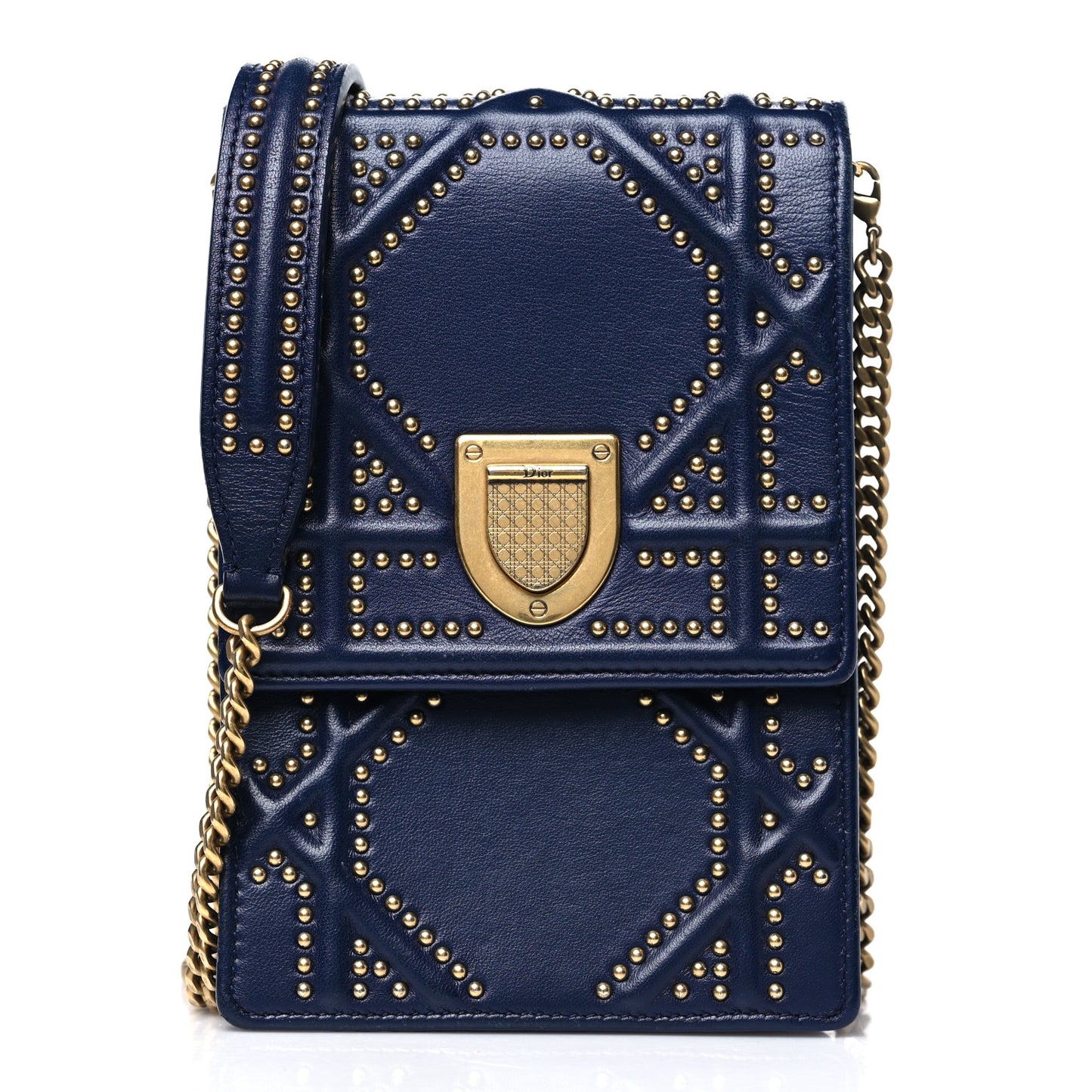 Lambskin Studded Vertical Diorama Indigo
