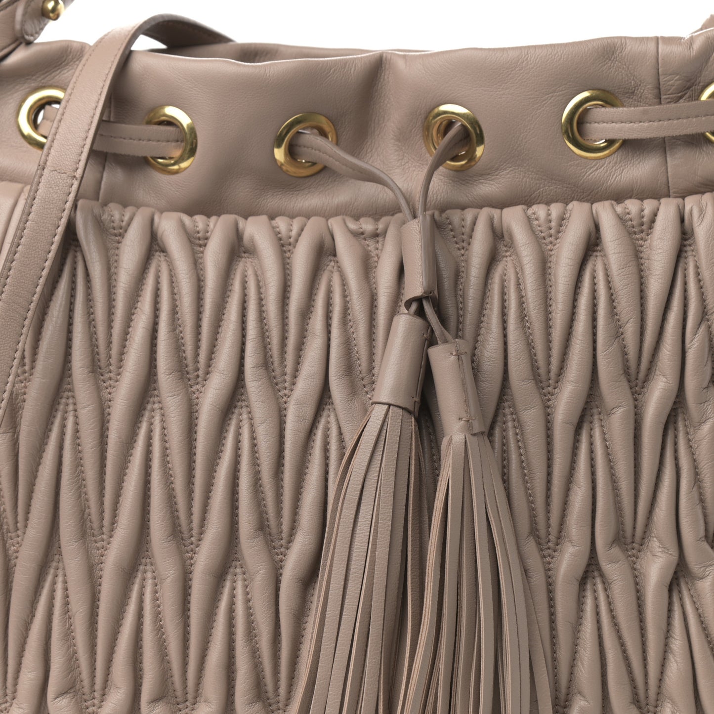 Nappa Matelasse Bucket Bag Cammeo