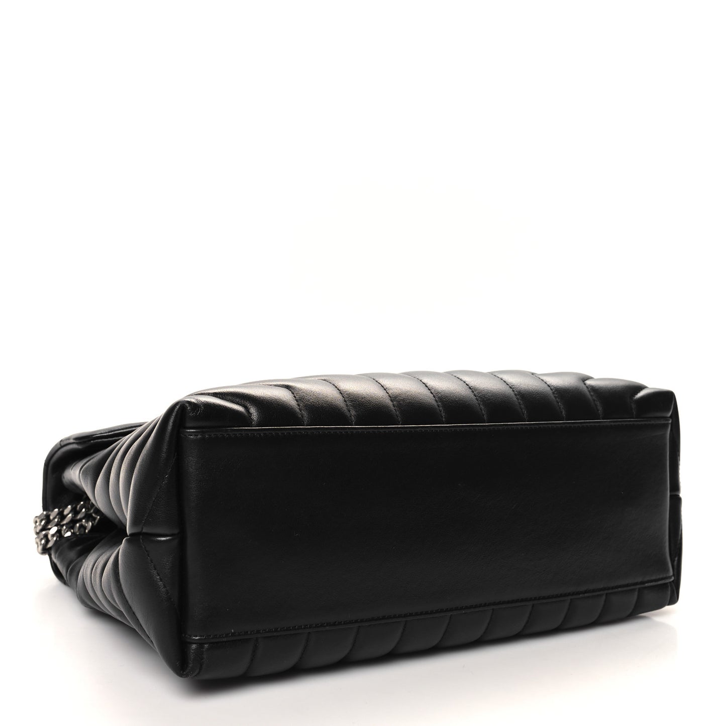 Calfskin Y Quilted Monogram Medium Loulou Chain Satchel Black