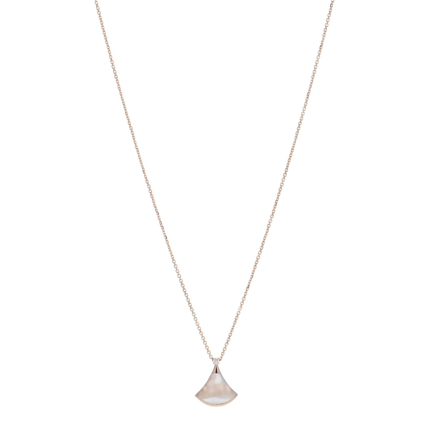 Bulgari 18K Rose Gold Diamond Mother of Pearl Small Divas' Dream Pendant Necklace 1 of 5