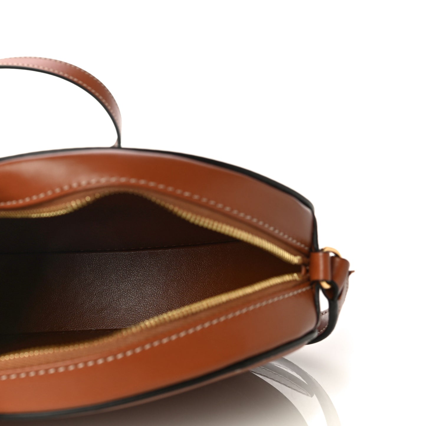 Smooth Calfskin Cuir Small Triomphe Oval Crossbody Purse Tan