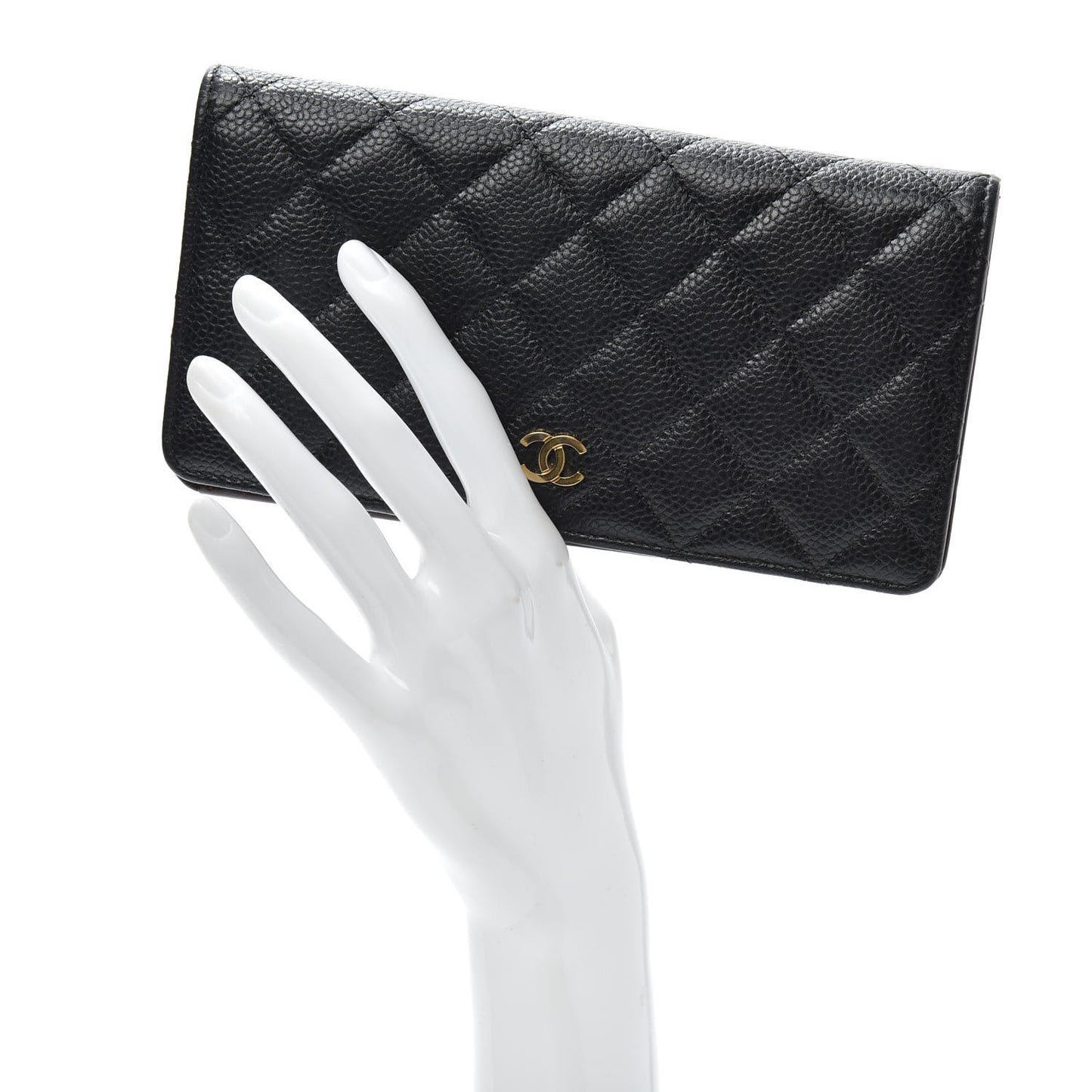 Caviar Quilted Yen Wallet Black