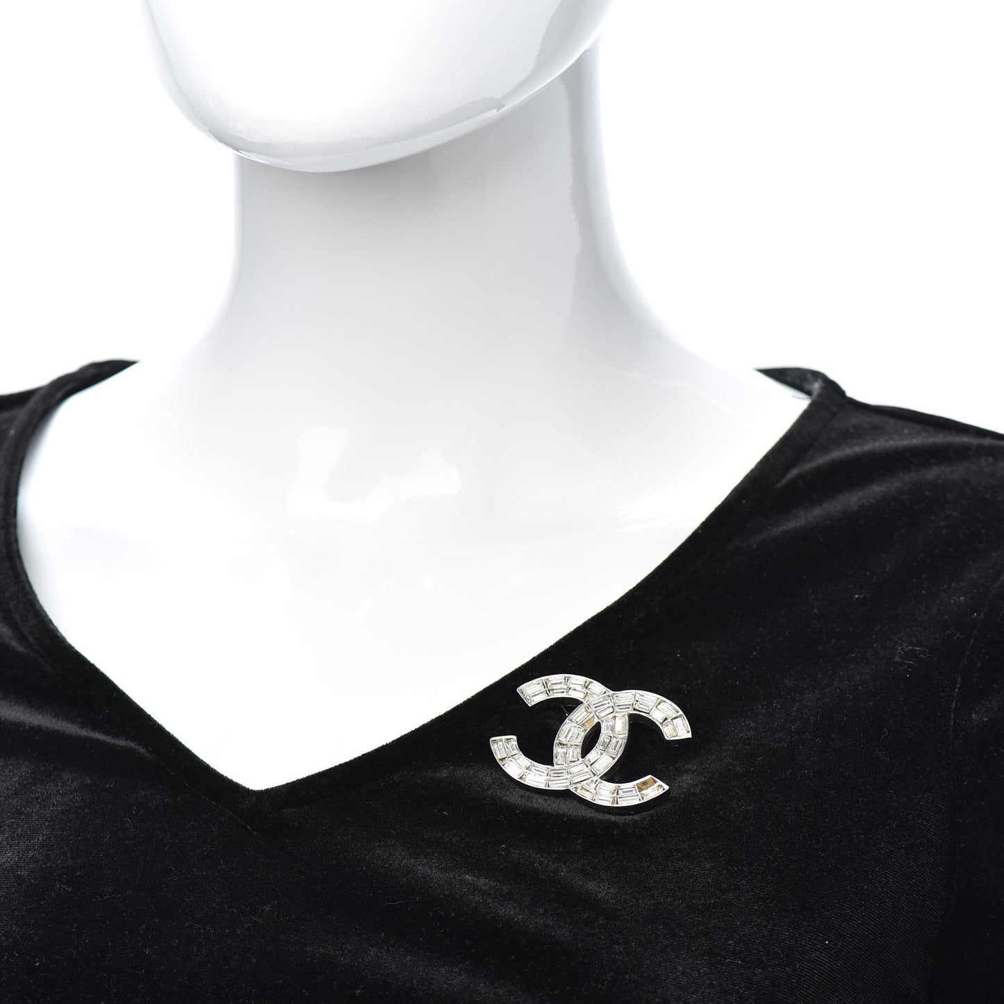 Baguette Crystal CC Brooch Silver