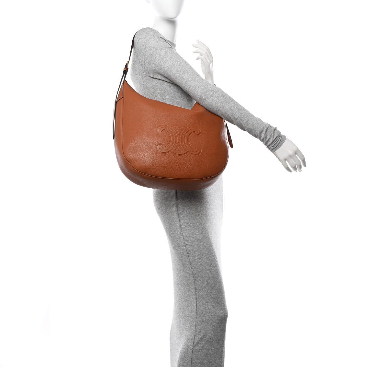 Celine Supple Calfskin Large Triomphe Heloise Shoulder Bag Tan 2 of 12