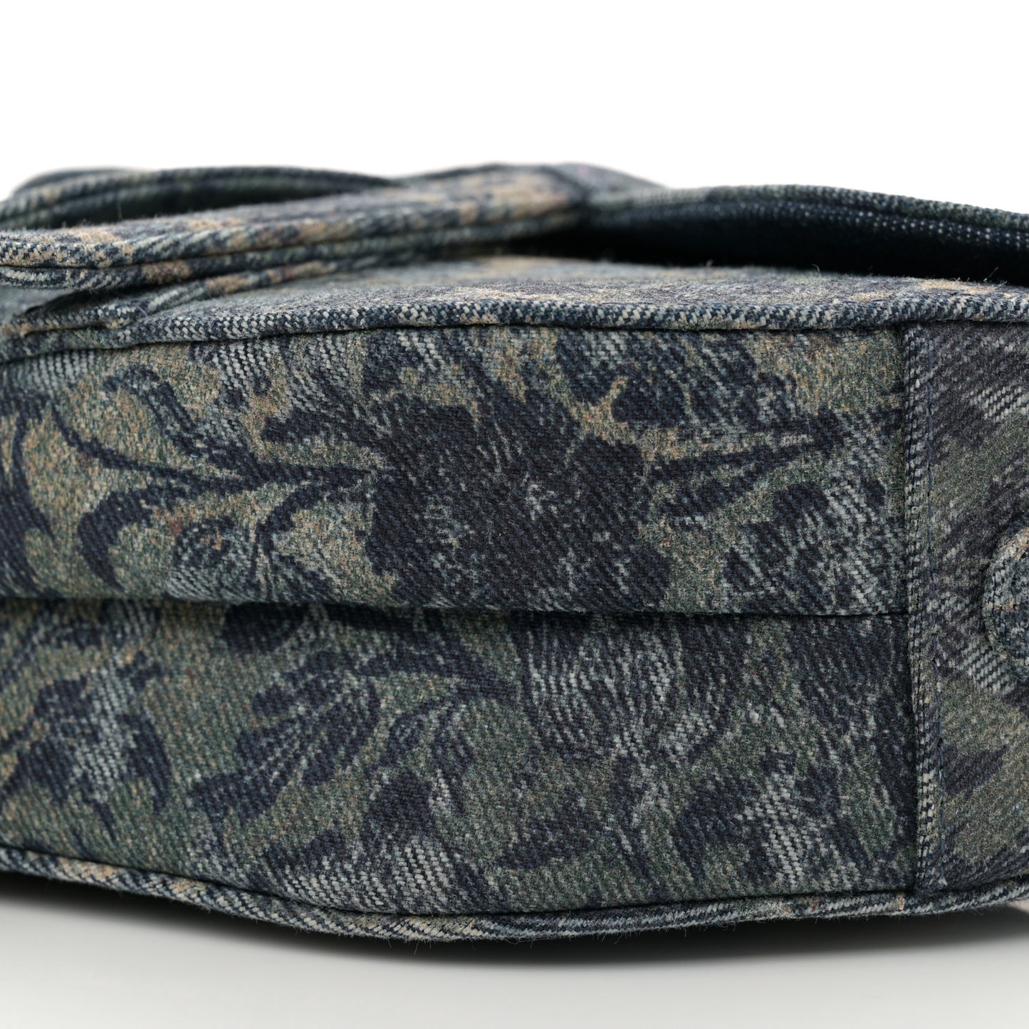 Denim Brocart Embroidered Saddle Bag Blue