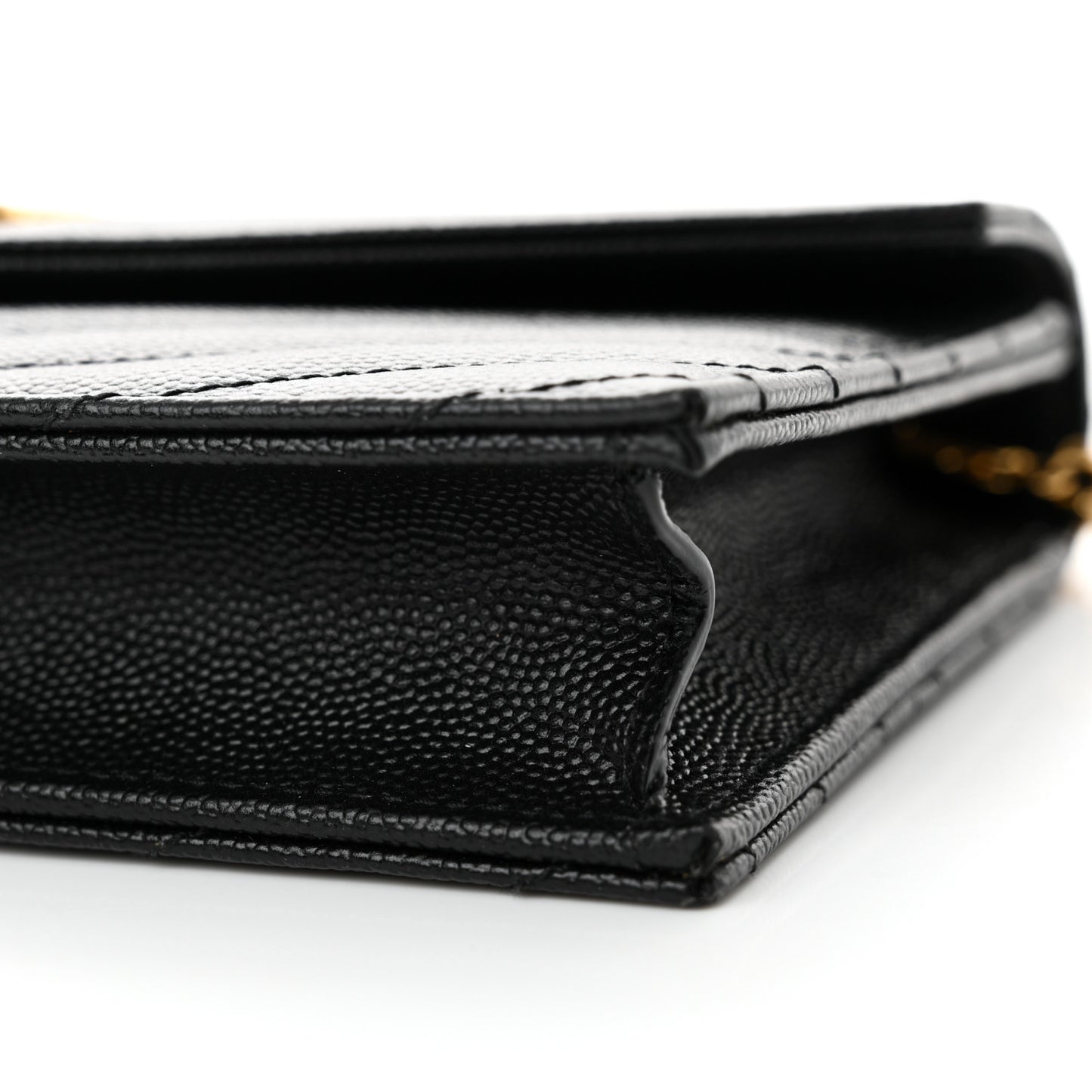 Grain De Poudre Matelasse Chevron Monogram Envelope Chain Wallet Black