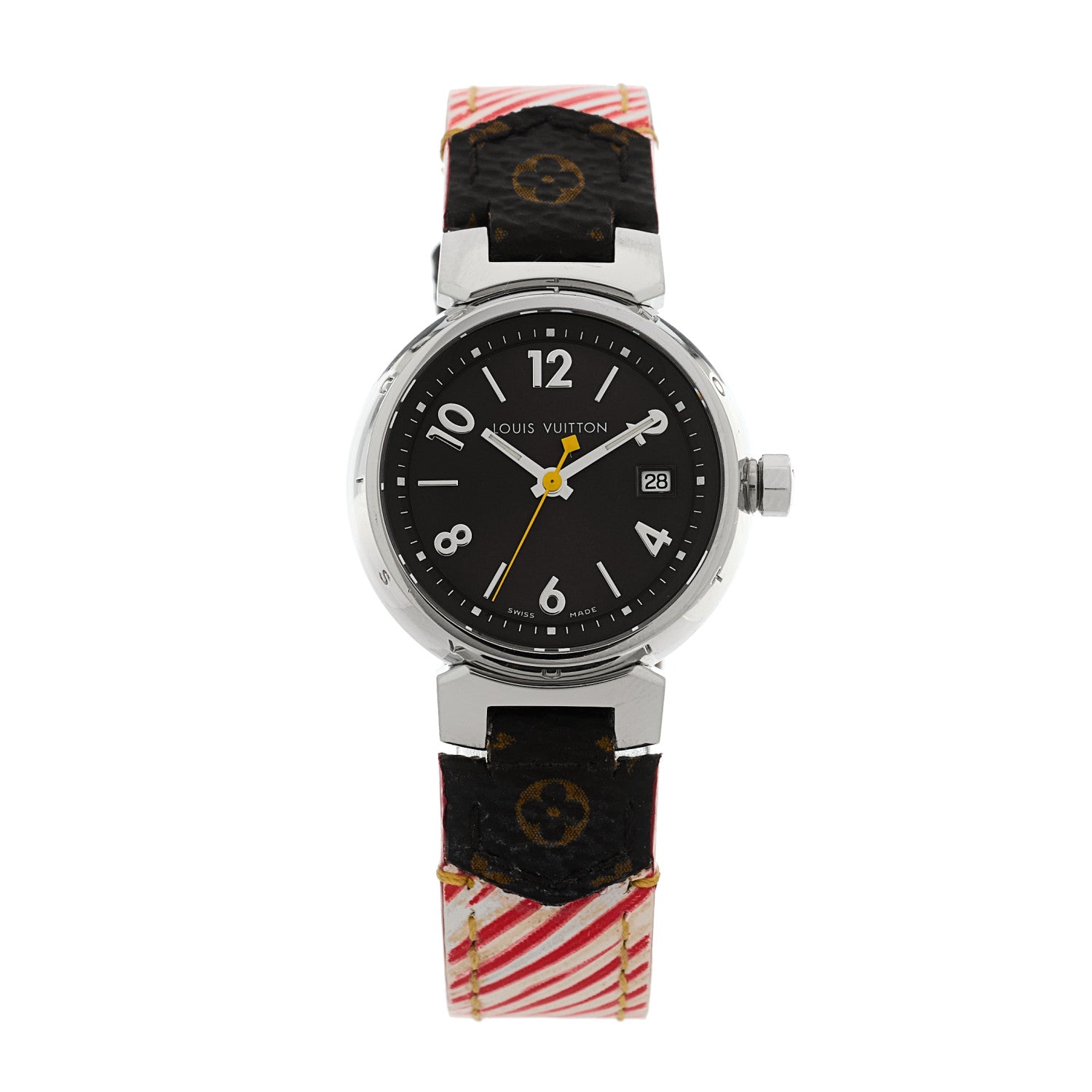 Louis Vuitton Stainless Steel Monogram 28mm Tambour Quartz Watch