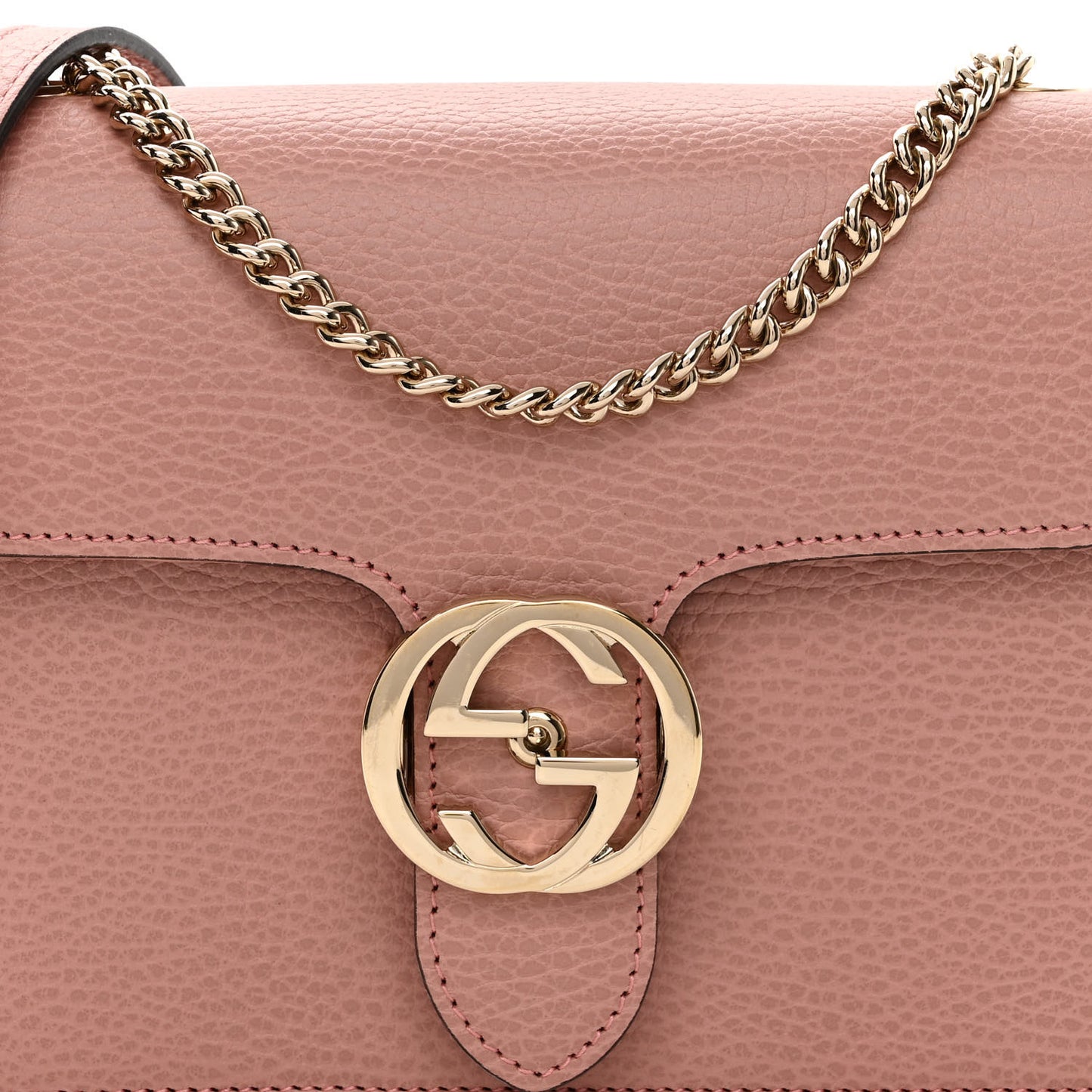 Dollar Calfskin Small Interlocking G Shoulder Bag Soft Pink