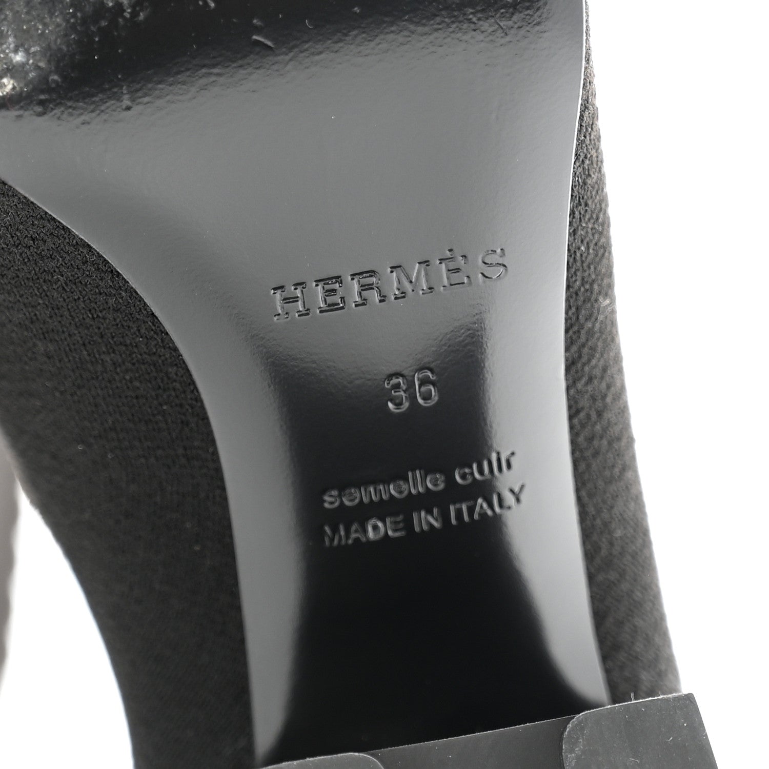 Hermes Knit Calfskin Fontaine 60 Boots 36 Black 6 of 7