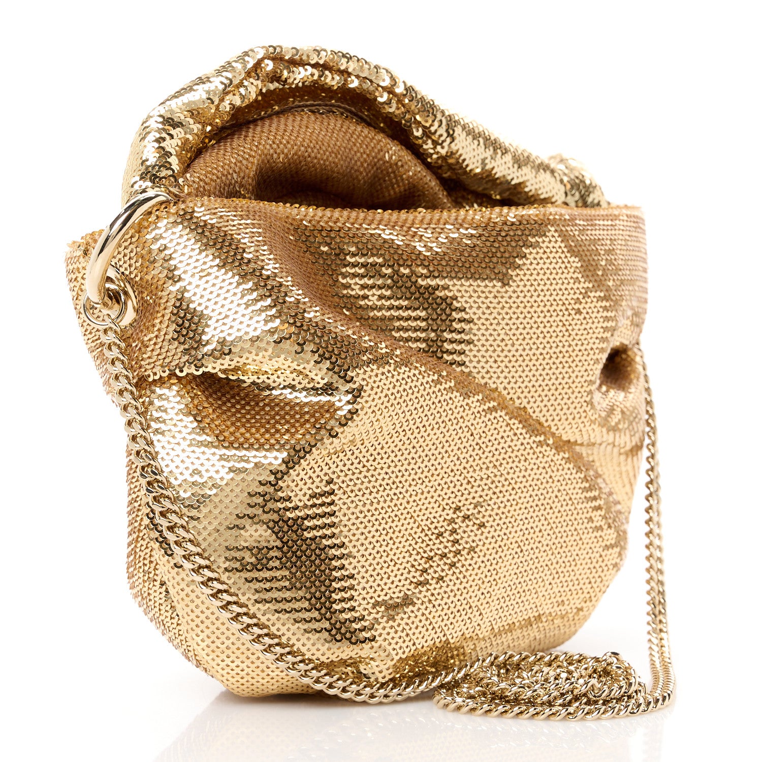 Jimmy Choo Satin Crystal Embellished Bonny Shoulder Bag Gold 3 of 12