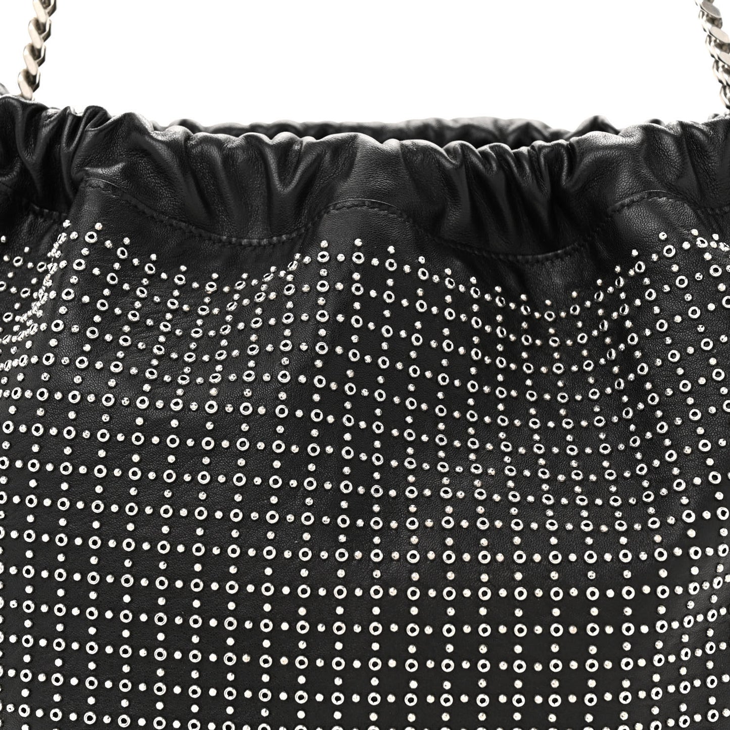 Lambskin Studded Drawstring Bag Black